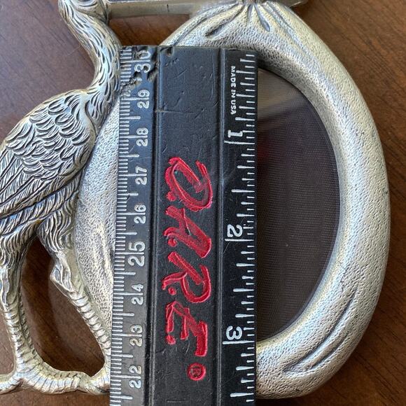 Stork Pewter Heavy Photo Picture Frame Baby Shower Decor Vintage Peltro Italy - Picture 9 of 10